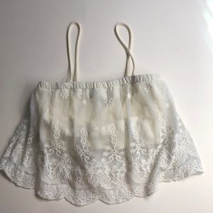 Cream lace crop top
